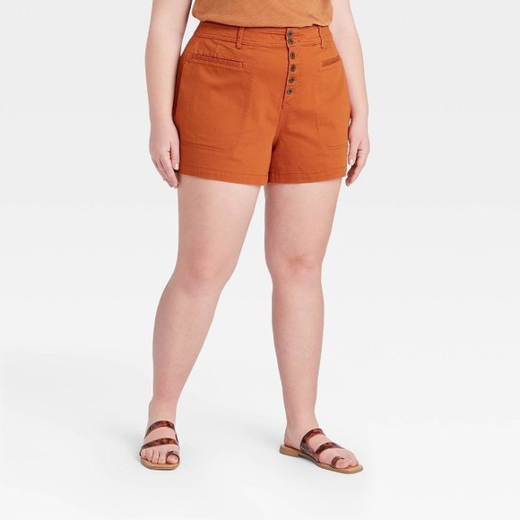 Ava & Viv Womens Shorts Stretch Jean Denim Rust Deep Orange Sz 20W NWOT - Picture 2 of 10
